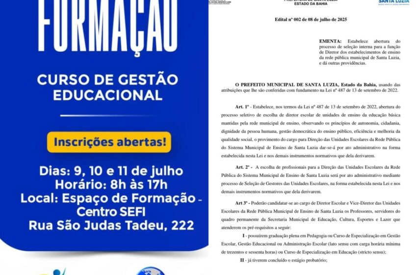 PROFESSORES DE SANTA LUZIA QUESTIONAM EDITAL DA PREFEITURA: “AFINAL, ESTAMOS VIVENDO EM QUE TEMPO DA HISTÓRIA?”
